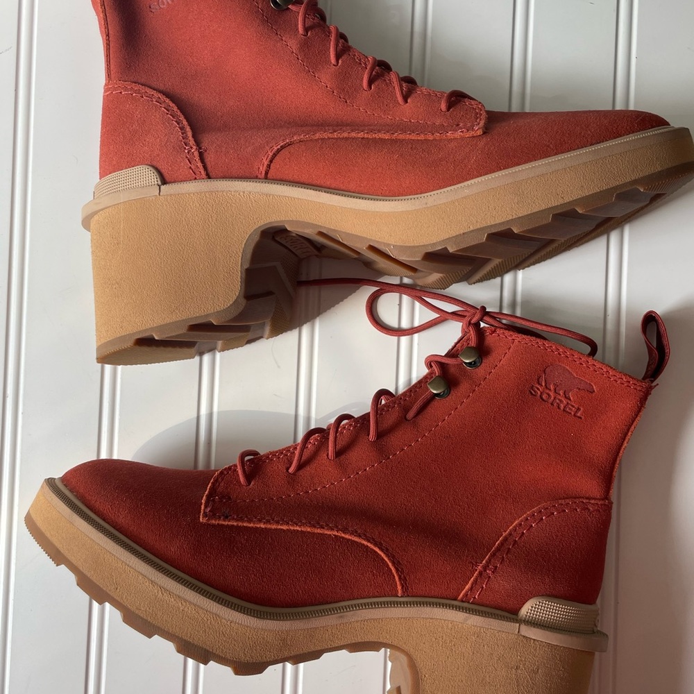 Sorel Womens Hi-Line Heel Lace Warp Red Tawny Buff